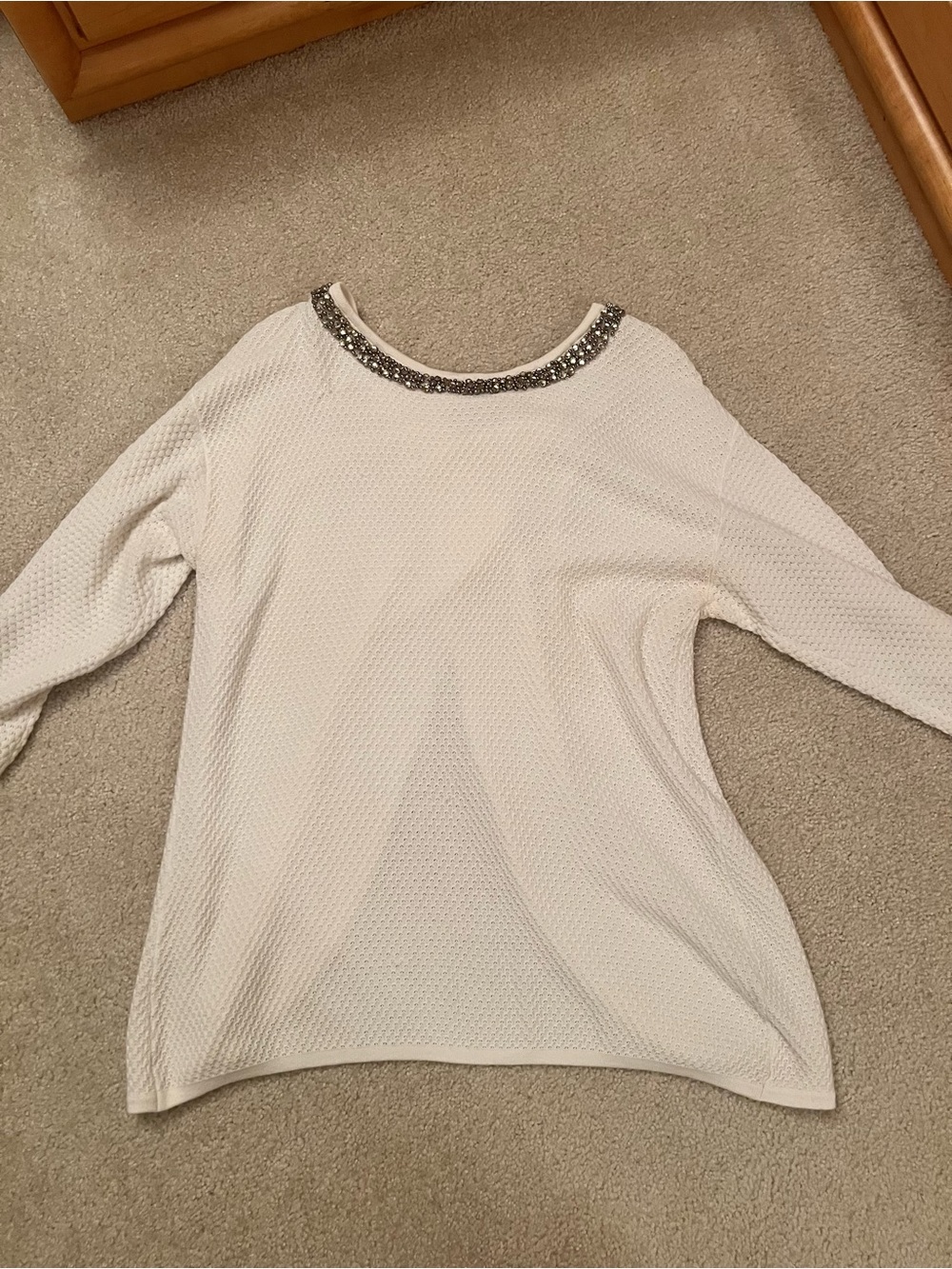 hinge Ivory Knit Sweater with Crystal Beaded Accent